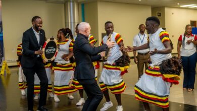 Rock Nation Delegates take part in tradional dance.